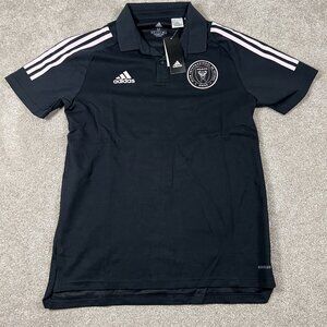 Adidas Mens Medium Black Inter Miami CF MLS Trio Aeroready Raglan Polo Shirt NWT